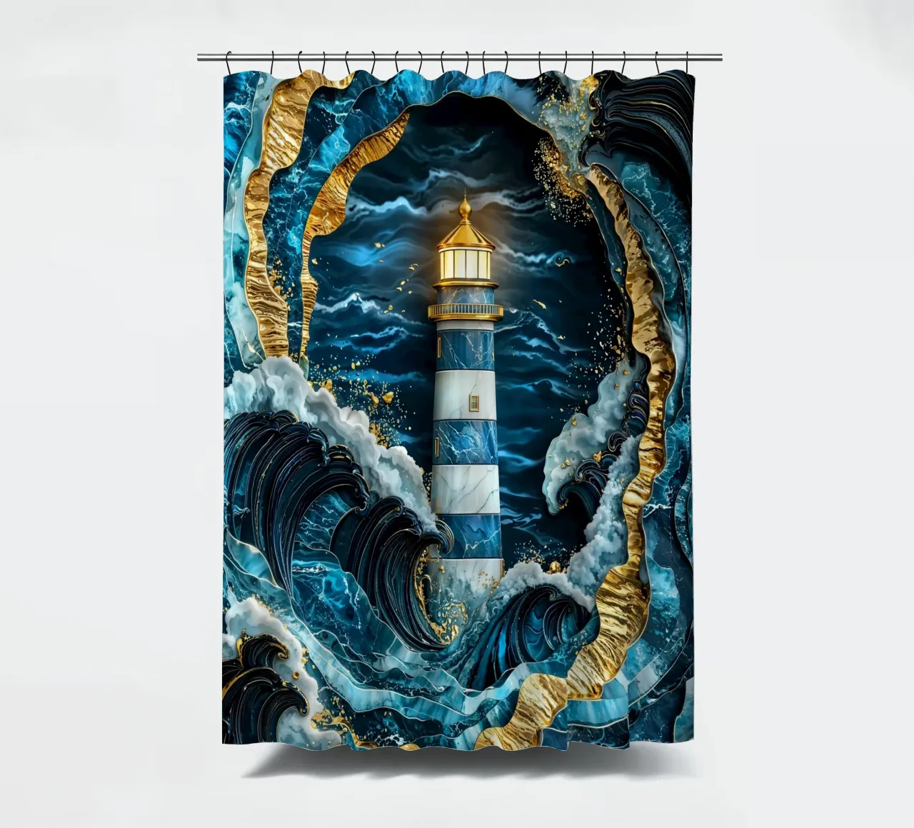 Beacon in the Storm Kintsugi Art tenda da doccia da Pixaverse