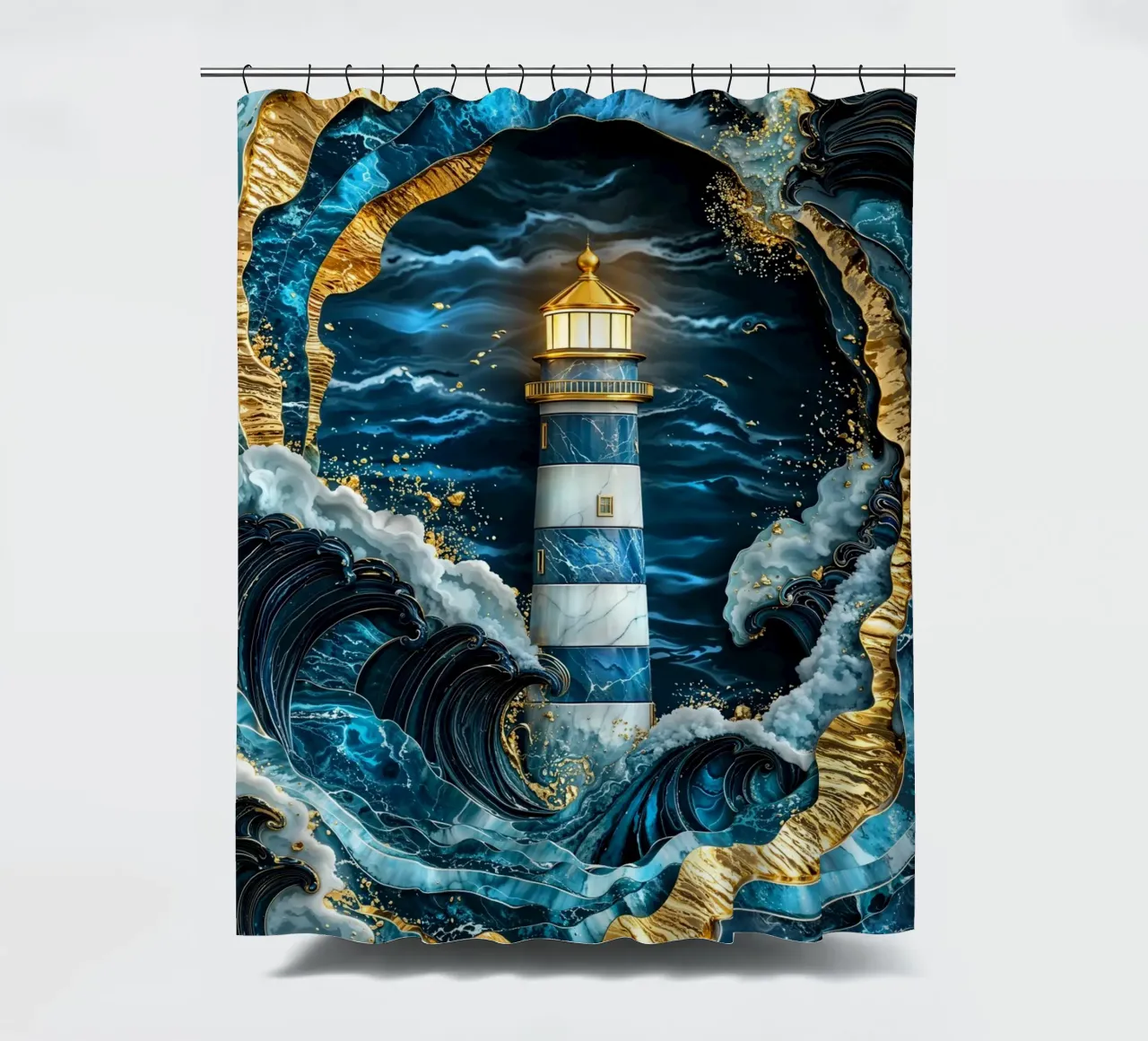 Beacon in the Storm Kintsugi Art tenda da doccia da Pixaverse