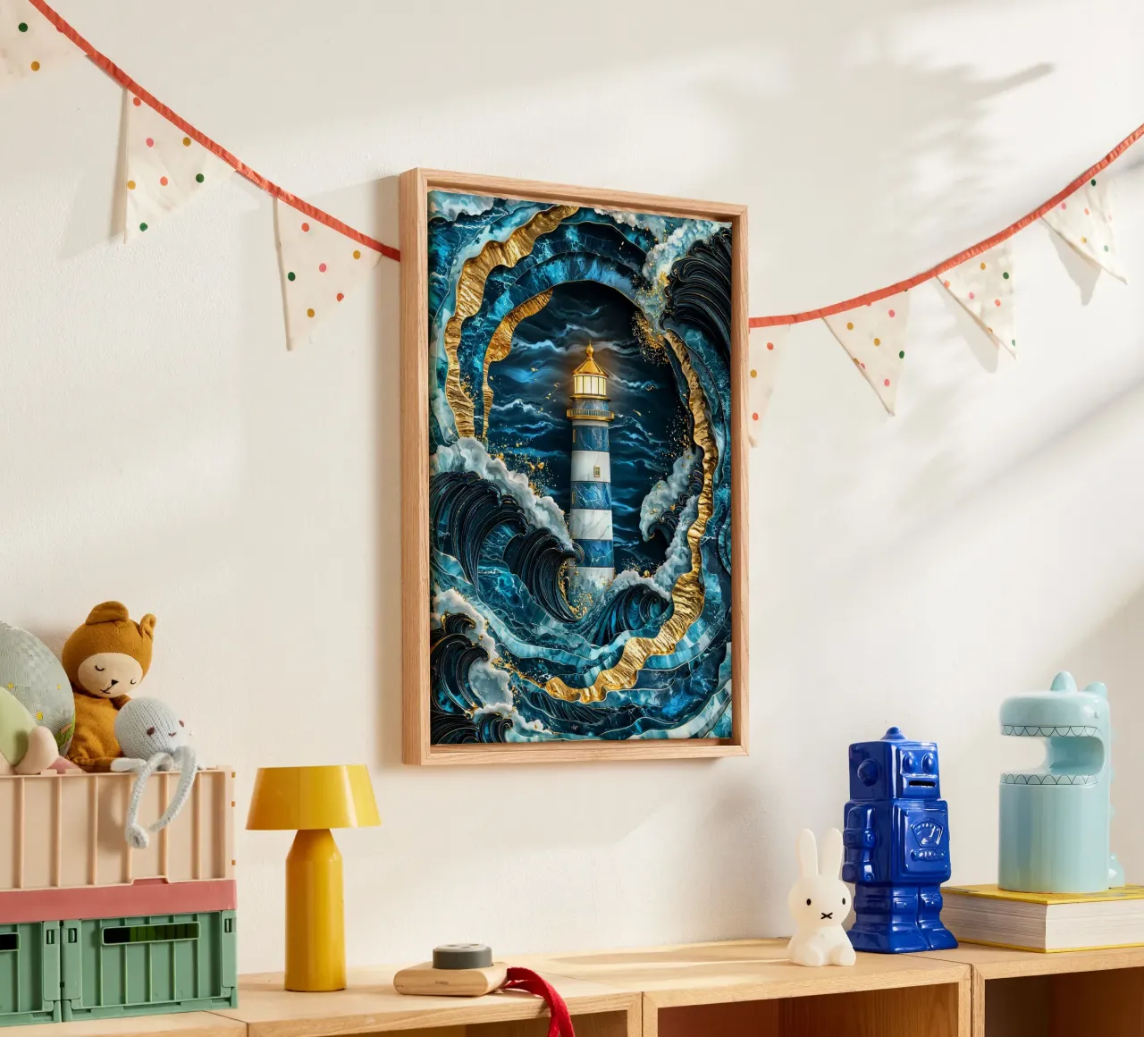 Beacon in the Storm Kintsugi Art tela con Cornice a cassetta da Pixaverse