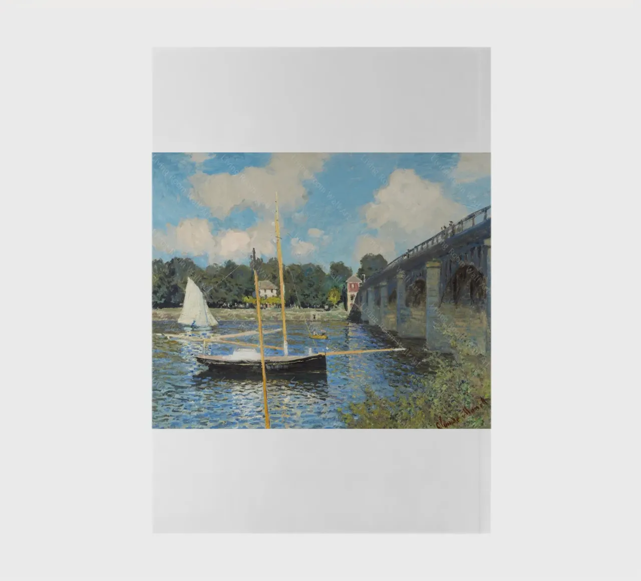bridge and boat underneath notebook by SMG Store