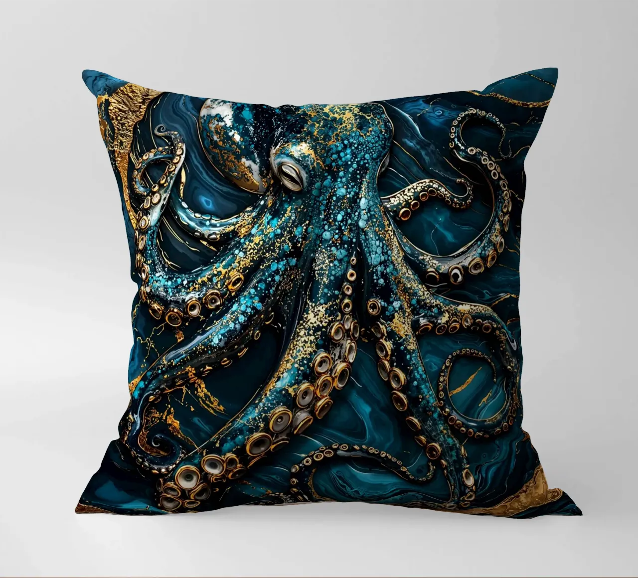 Golden Secrets of the Deep Art cuscino da Pixaverse