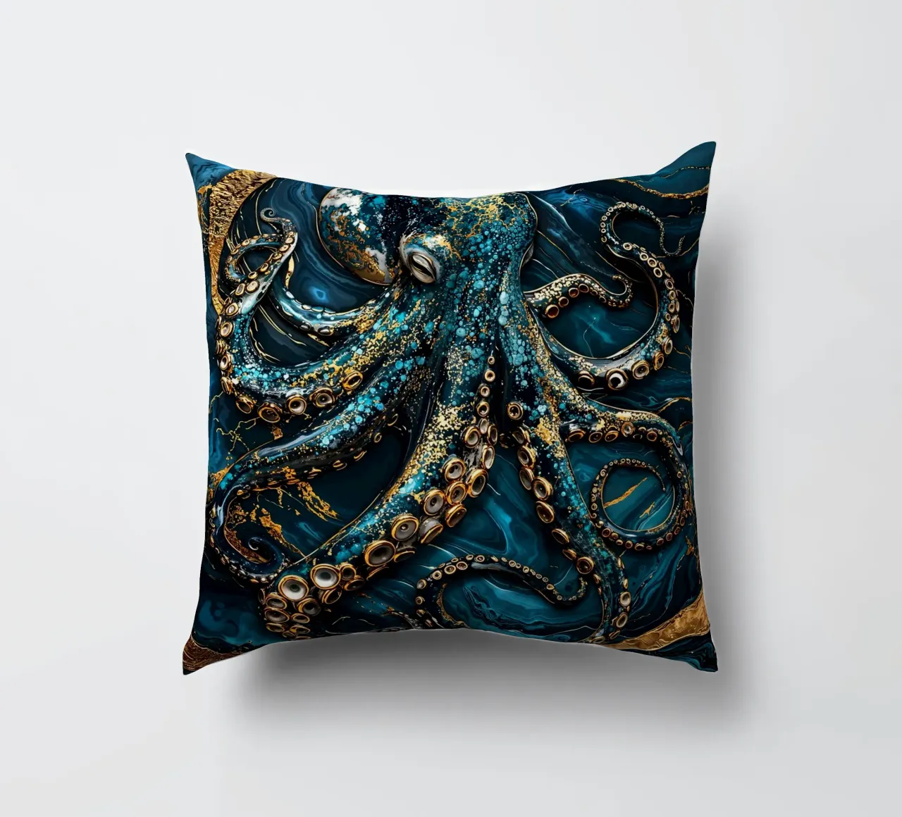 Golden Secrets of the Deep Art cuscino da Pixaverse