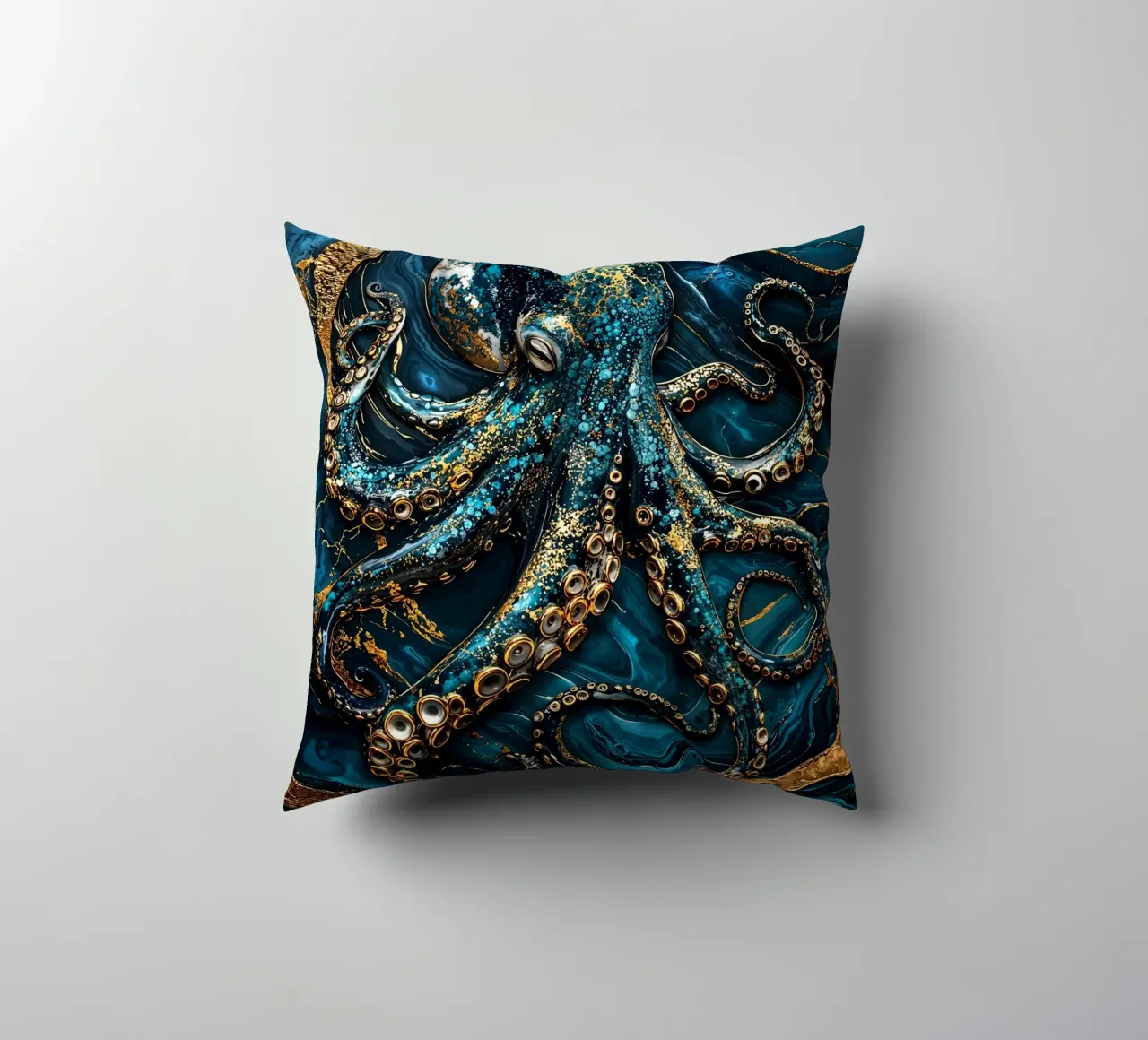 Golden Secrets of the Deep Art cuscino da Pixaverse