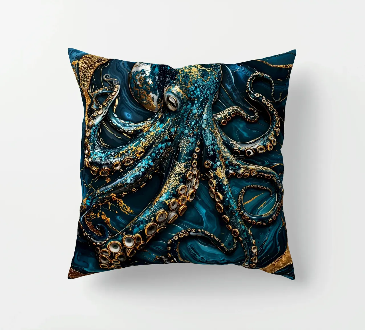 Golden Secrets of the Deep Art cuscino da Pixaverse