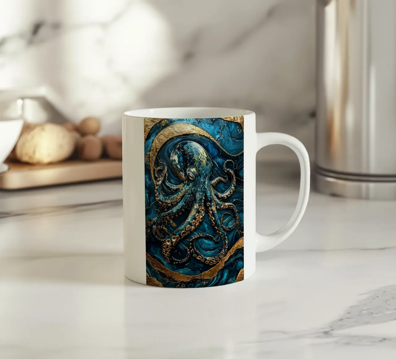 Golden Secrets of the Deep Art tazza in ceramica da Pixaverse