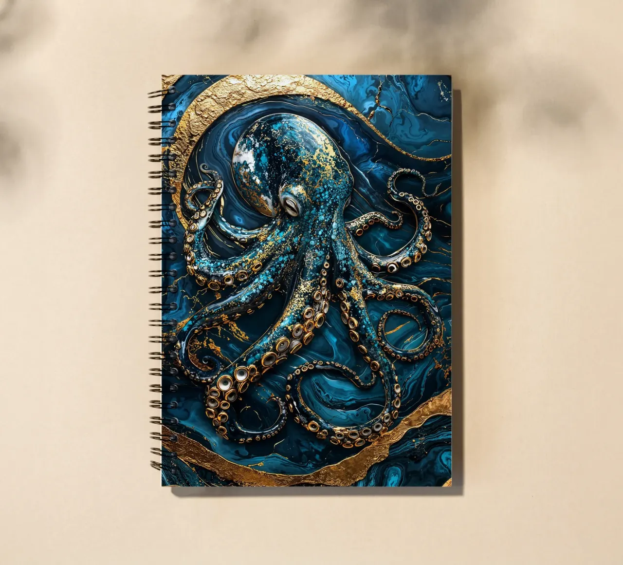 Golden Secrets of the Deep Art spiral notebook by Pixaverse