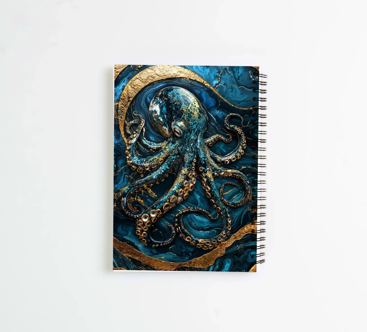 Golden Secrets of the Deep Art spiral notebook by Pixaverse