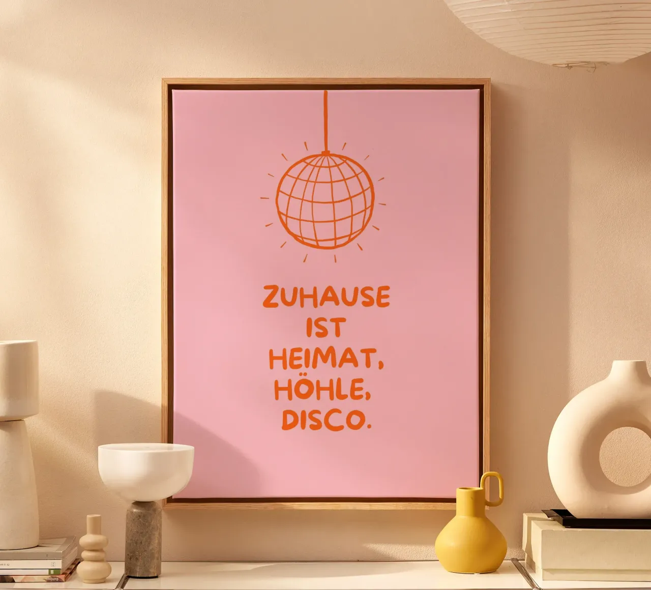 Thuis is thuis, grotdisco canvas met Baklijst van Ohkimiko