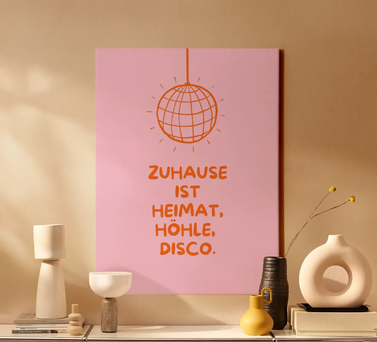 Thuis is thuis, grotdisco canvas met Baklijst van Ohkimiko