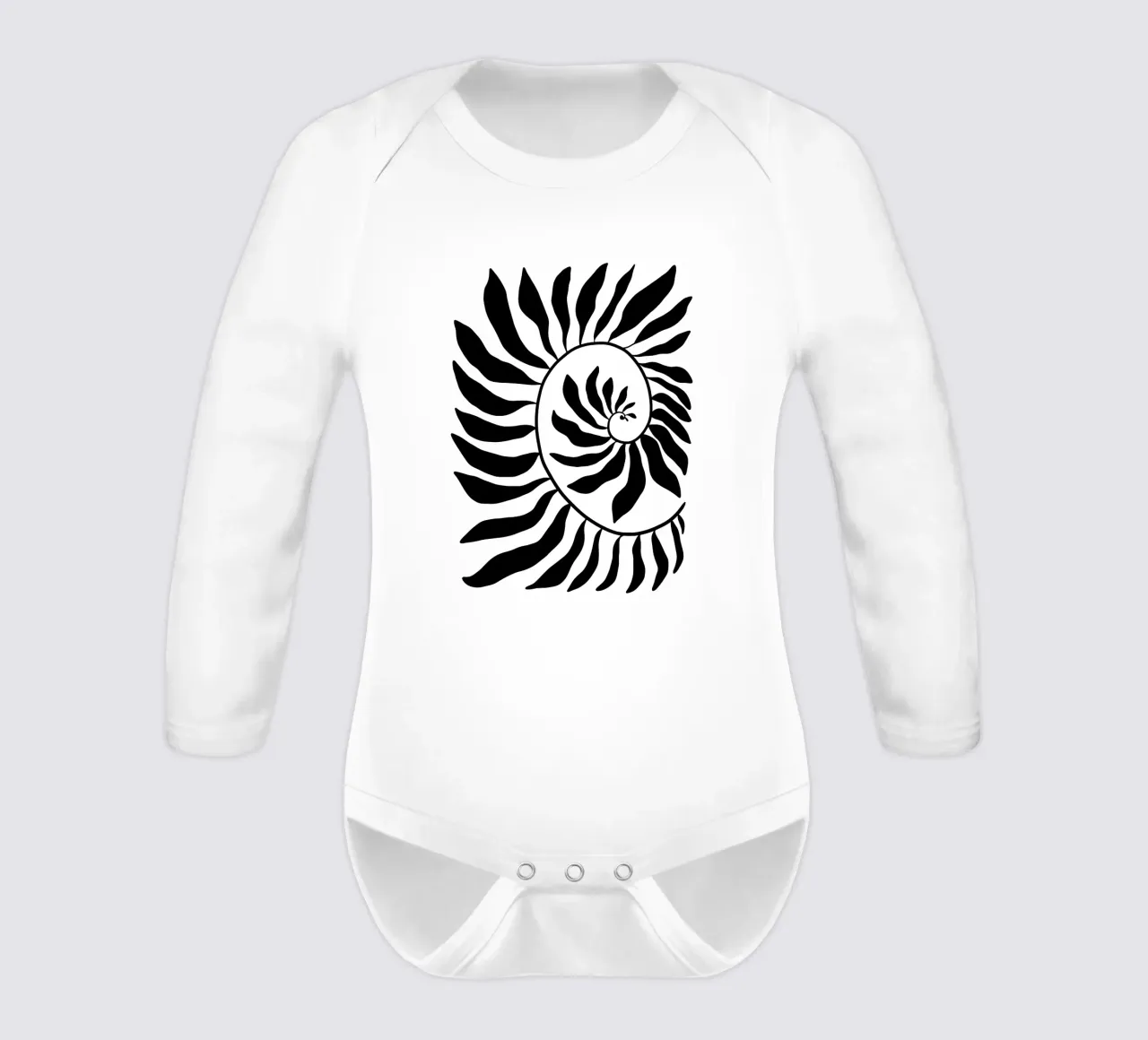 Fibonacci leaf Black body neonato maniche lunghe da TijanaArtStudio88