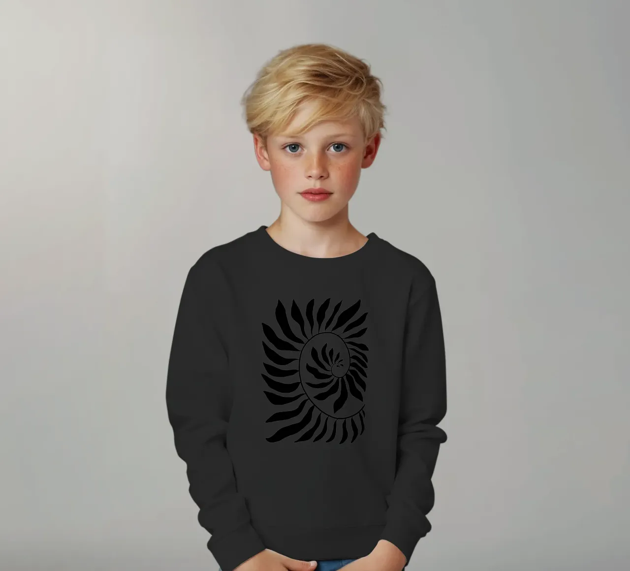 Fibonacci leaf Black felpa bambino da TijanaArtStudio88