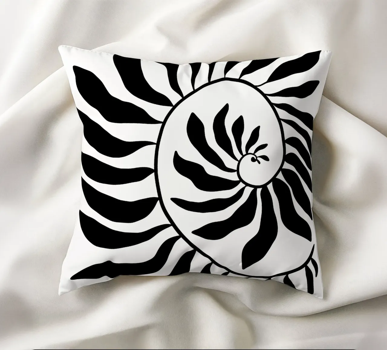 Fibonacci leaf Black cuscino da TijanaArtStudio88