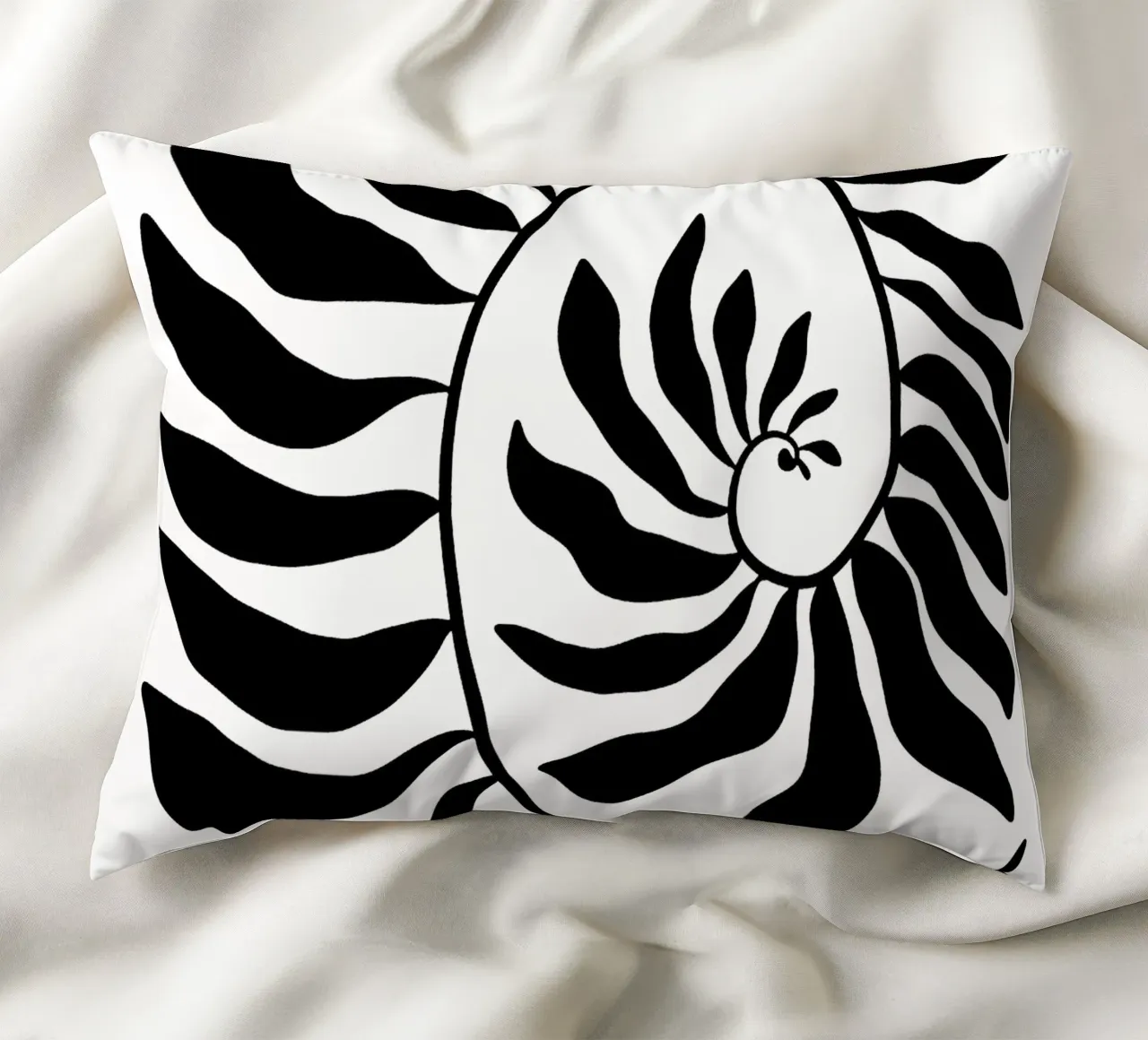 Fibonacci leaf Black cuscino da TijanaArtStudio88