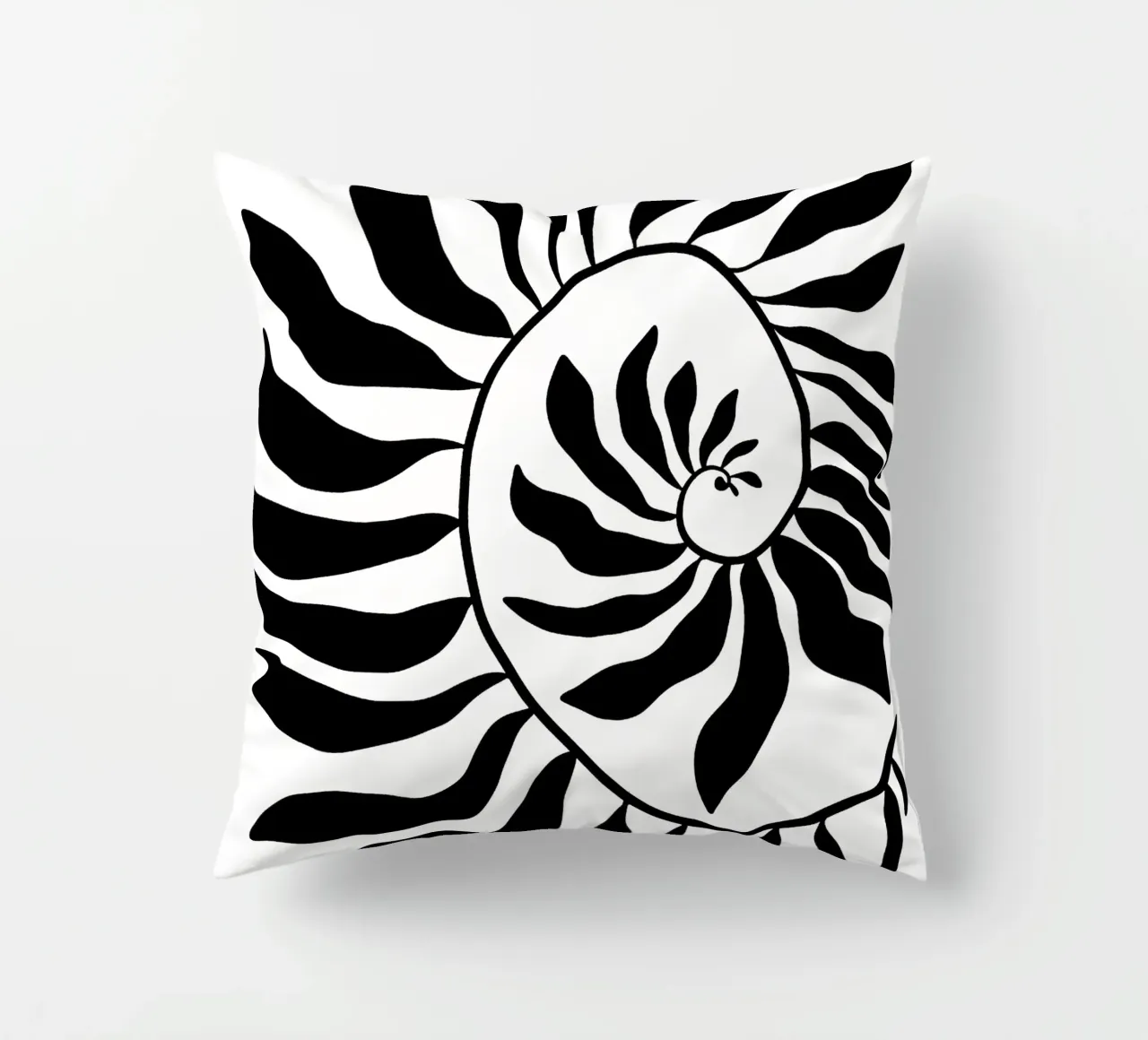 Fibonacci leaf Black cuscino da TijanaArtStudio88