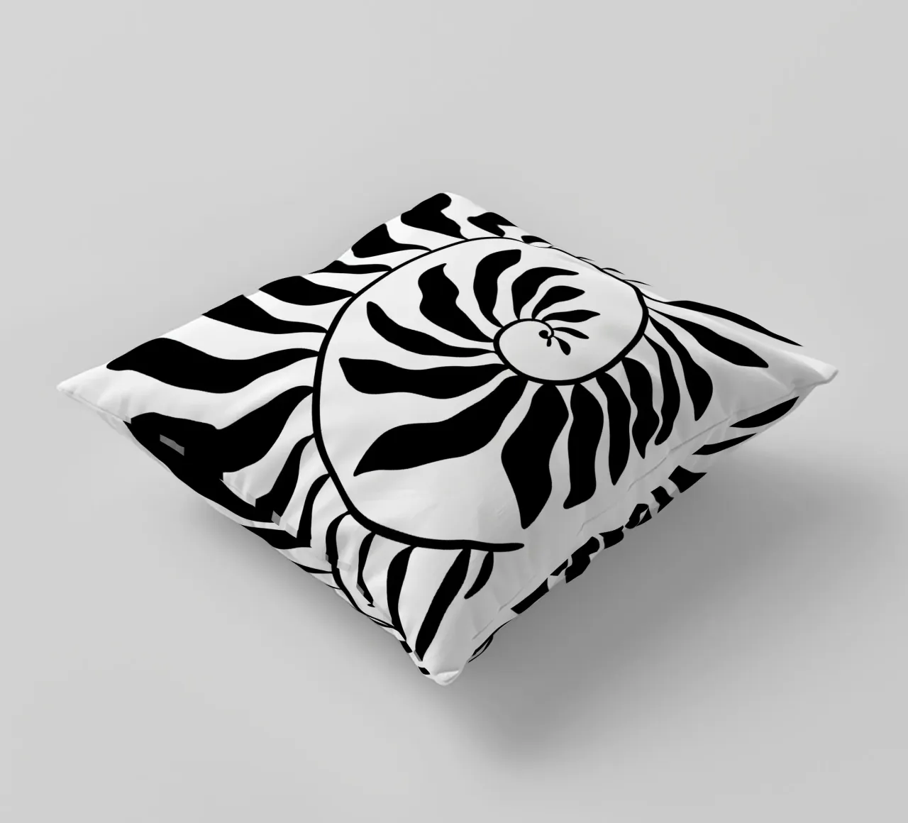 Fibonacci leaf Black cuscino da TijanaArtStudio88