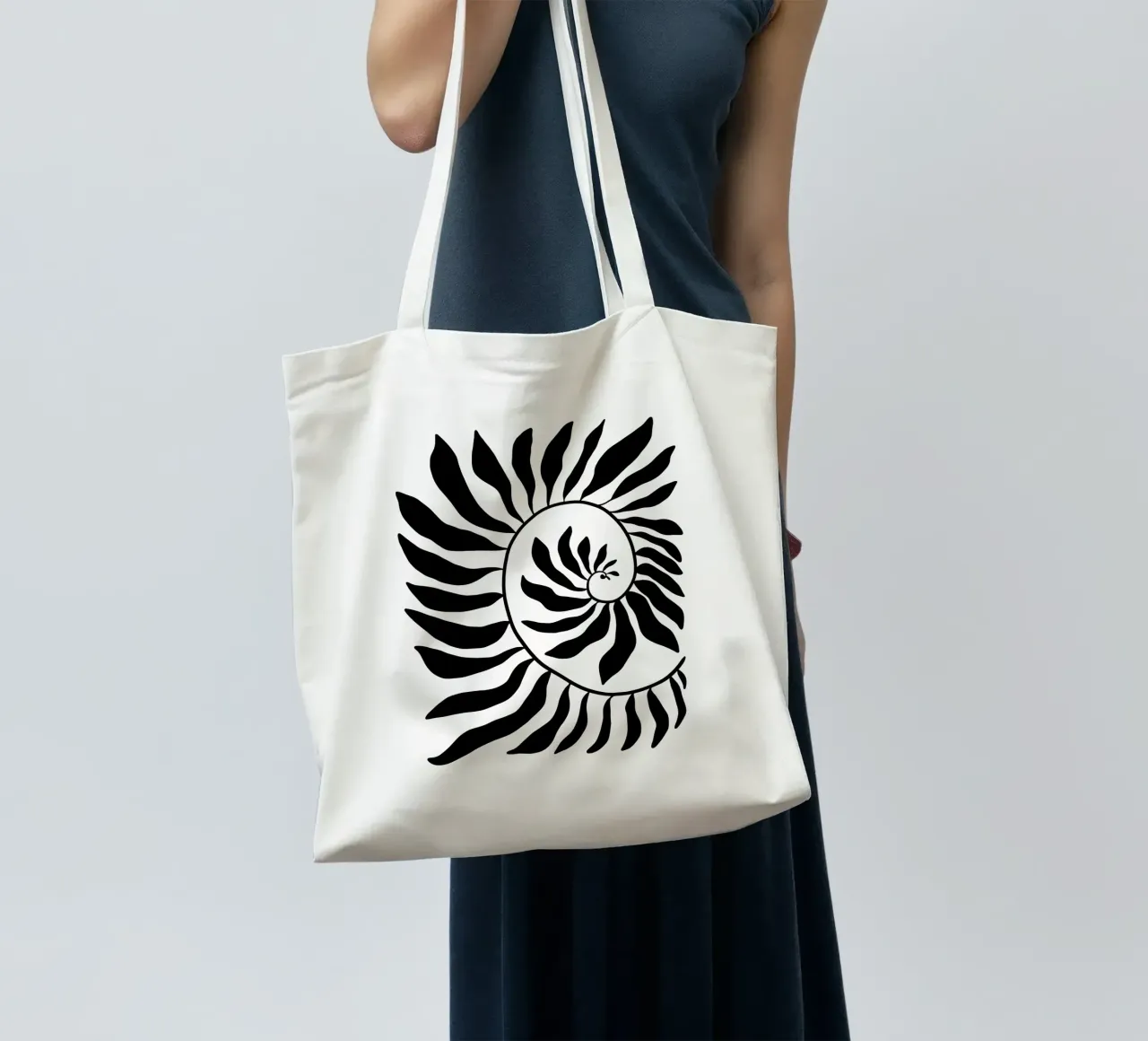 Fibonacci leaf Black borsa in juta da TijanaArtStudio88