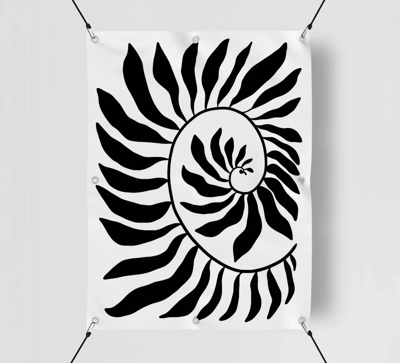 Fibonacci leaf Black telo in pvc da TijanaArtStudio88