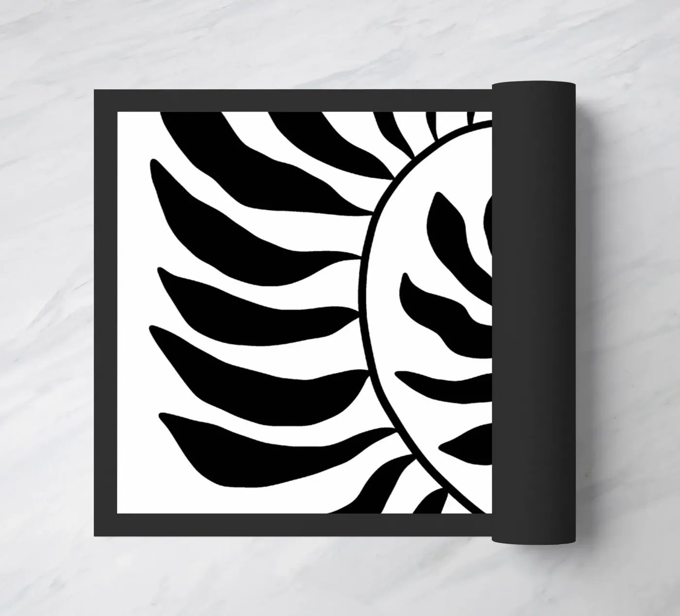 Fibonacci leaf Black doormat by TijanaArtStudio88