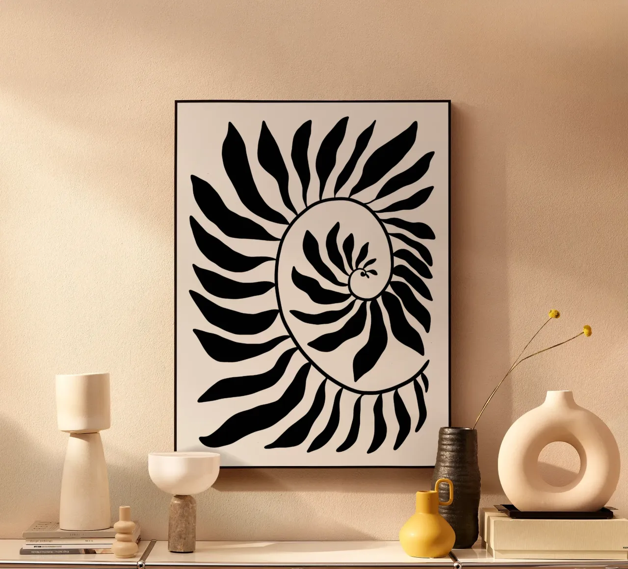 Fibonacci leaf Black alluminio dibond da TijanaArtStudio88