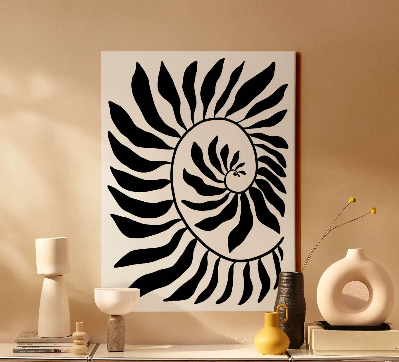 Fibonacci leaf Black tela da TijanaArtStudio88