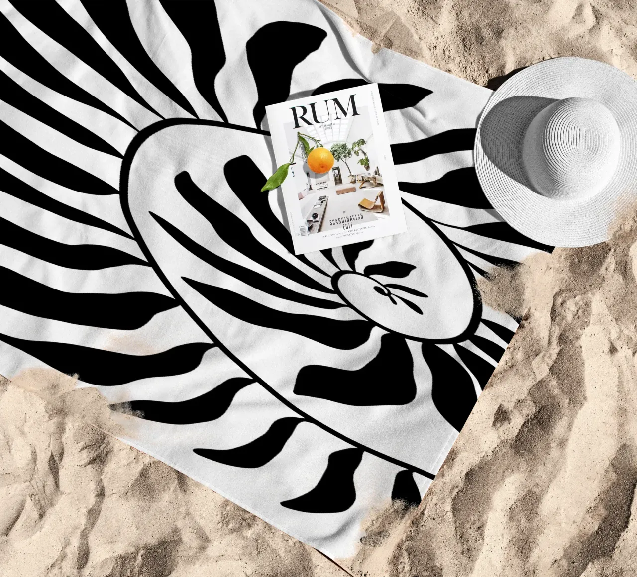 Fibonacci leaf Black telo mare da TijanaArtStudio88