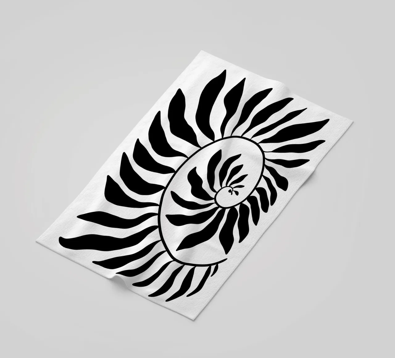 Fibonacci leaf Black telo mare da TijanaArtStudio88