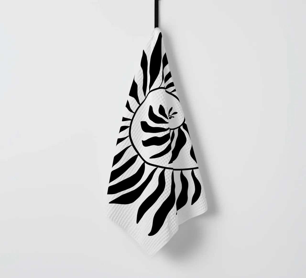 Fibonacci leaf Black torchon de TijanaArtStudio88