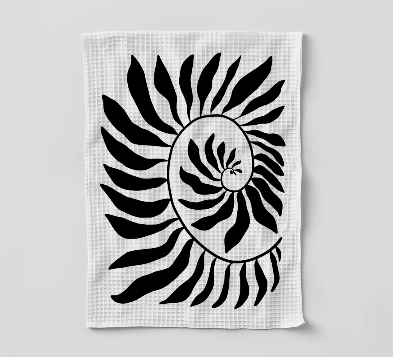 Fibonacci leaf Black torchon de TijanaArtStudio88