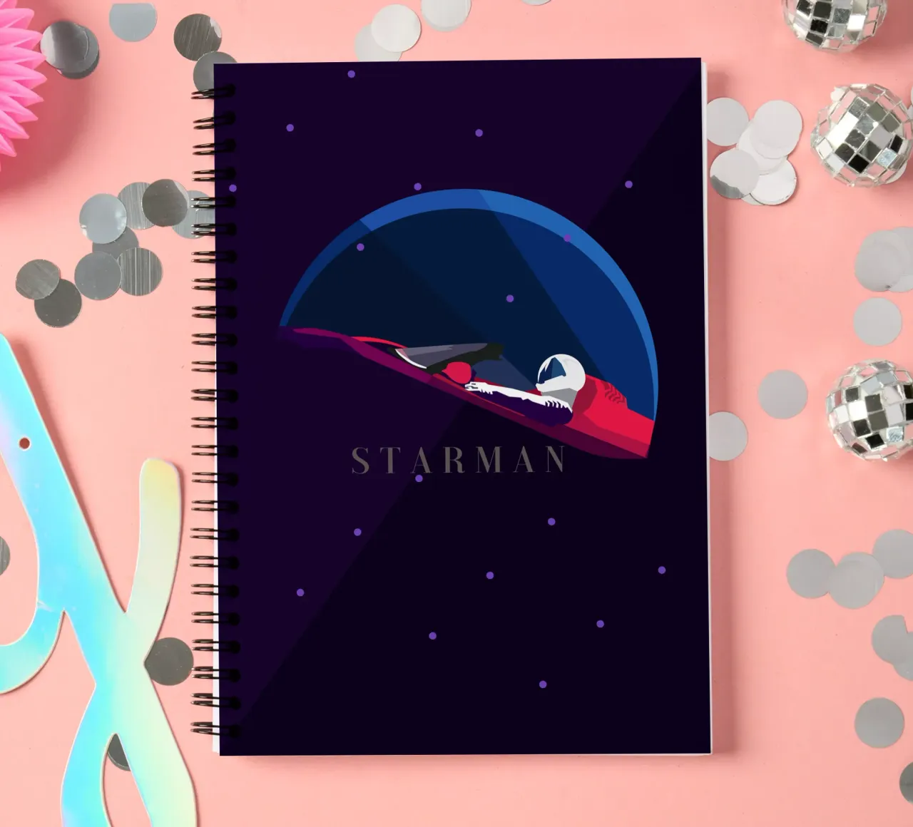 Space X Starman Illustration Art spiral notebook by Urban Life