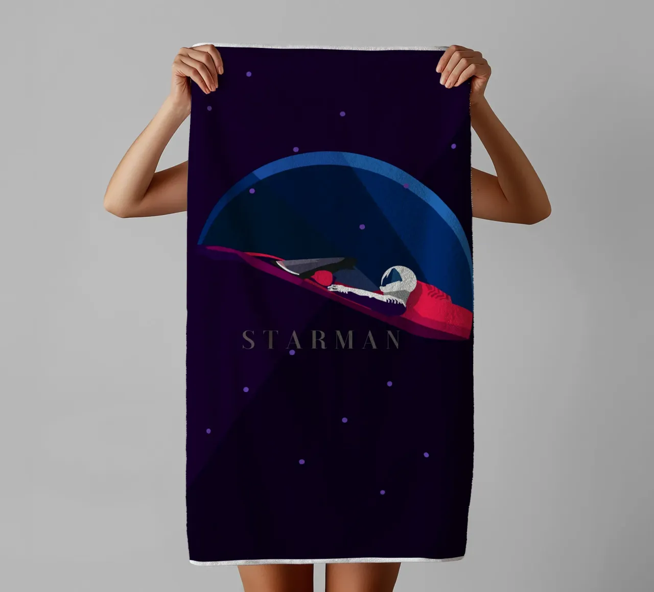 Illustrazione di Space X Starman asciugamano da bagno da Urban Life
