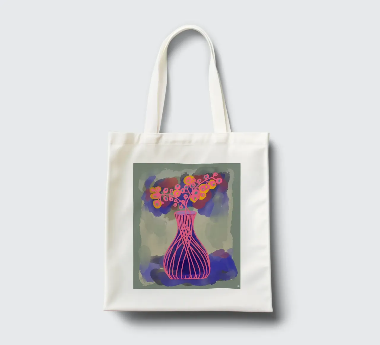 Flower vase purple pink tote bag by Nica Colorie