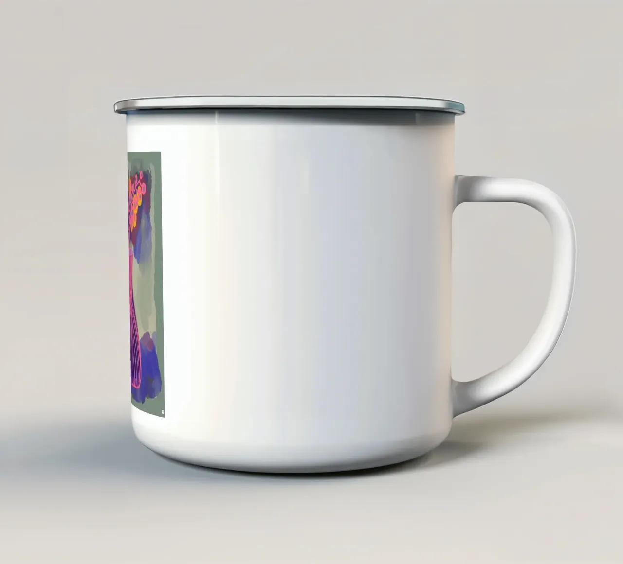 Vaso di fiori viola rosa tazza in smalto da Nica Colorie