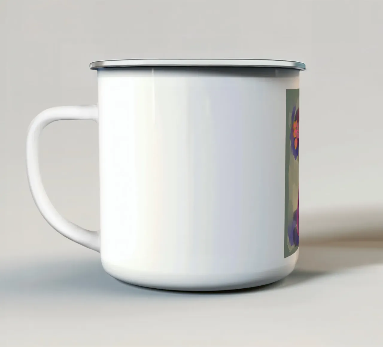 Vaso di fiori viola rosa tazza in smalto da Nica Colorie