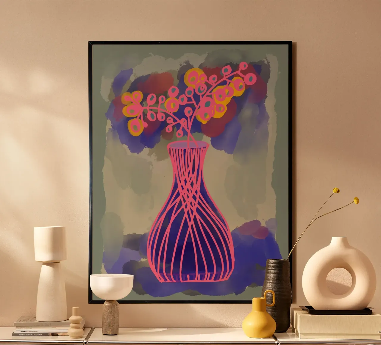 Flower vase purple pink poster by Nica Colorie