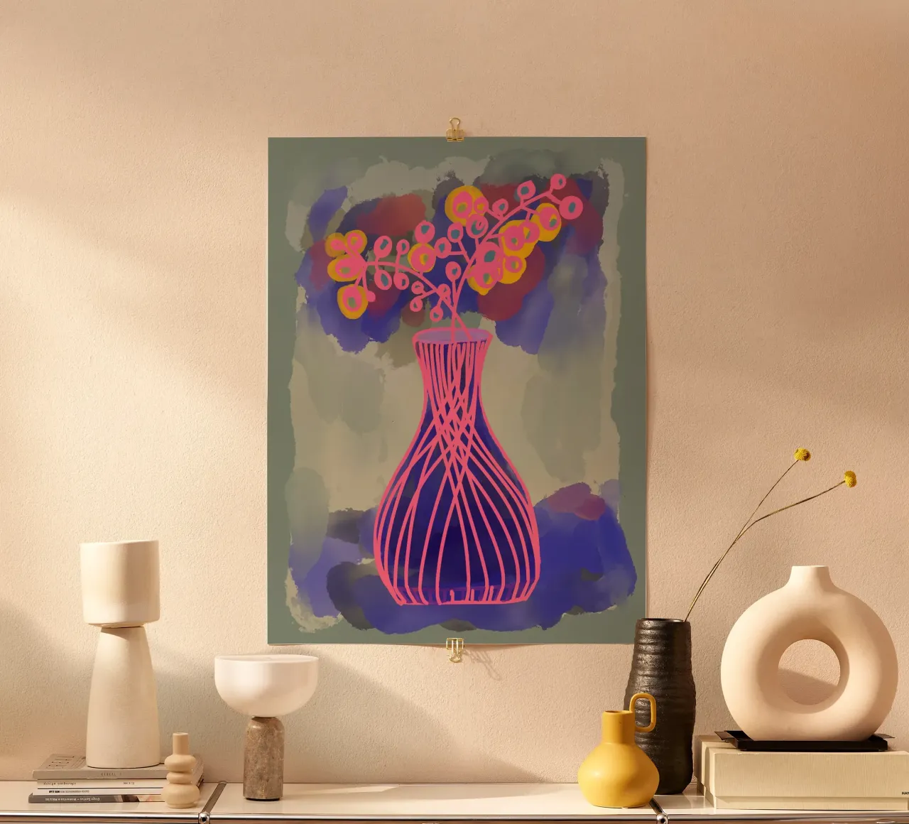 Flower vase purple pink poster by Nica Colorie