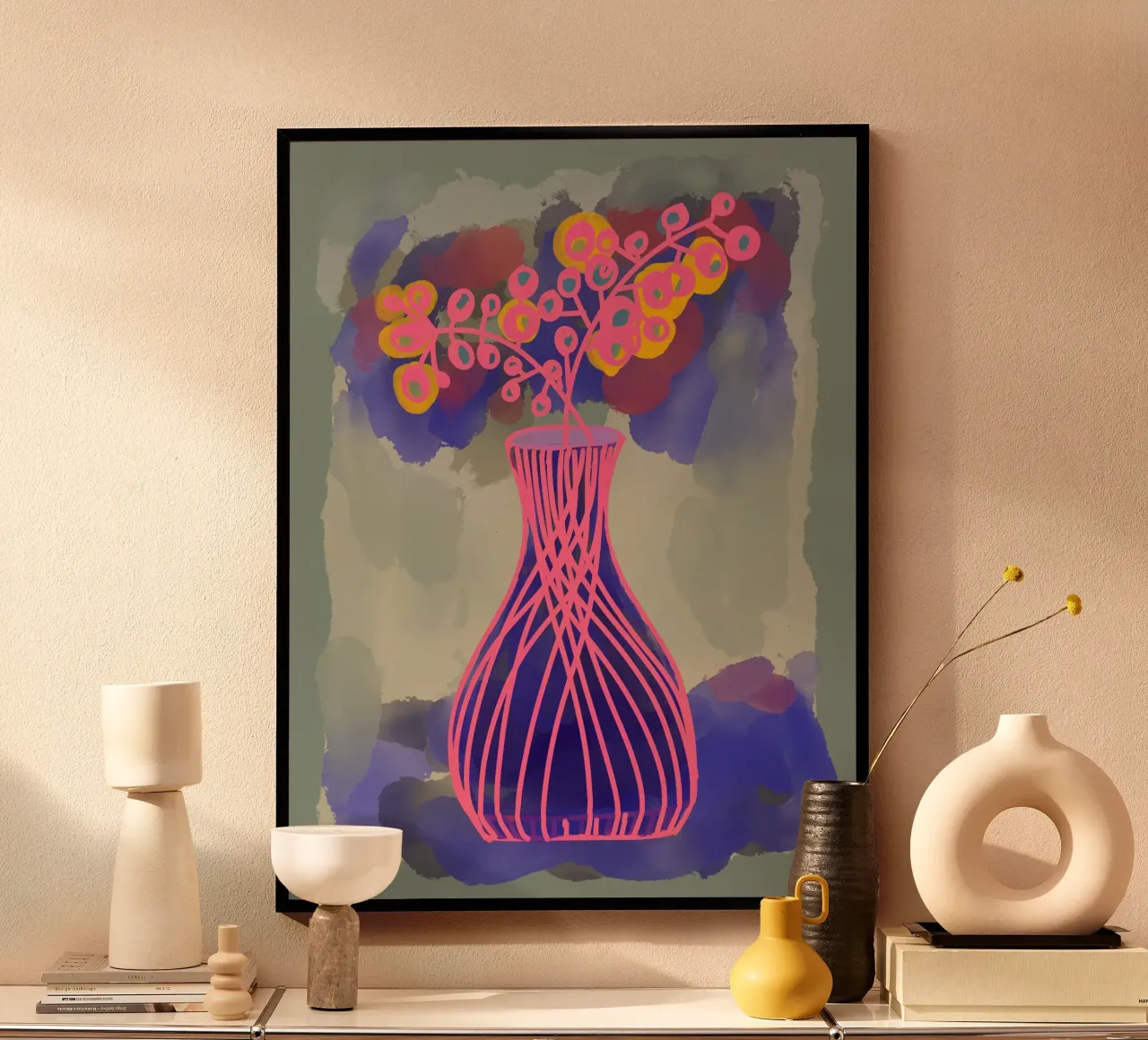 Flower vase purple pink poster by Nica Colorie