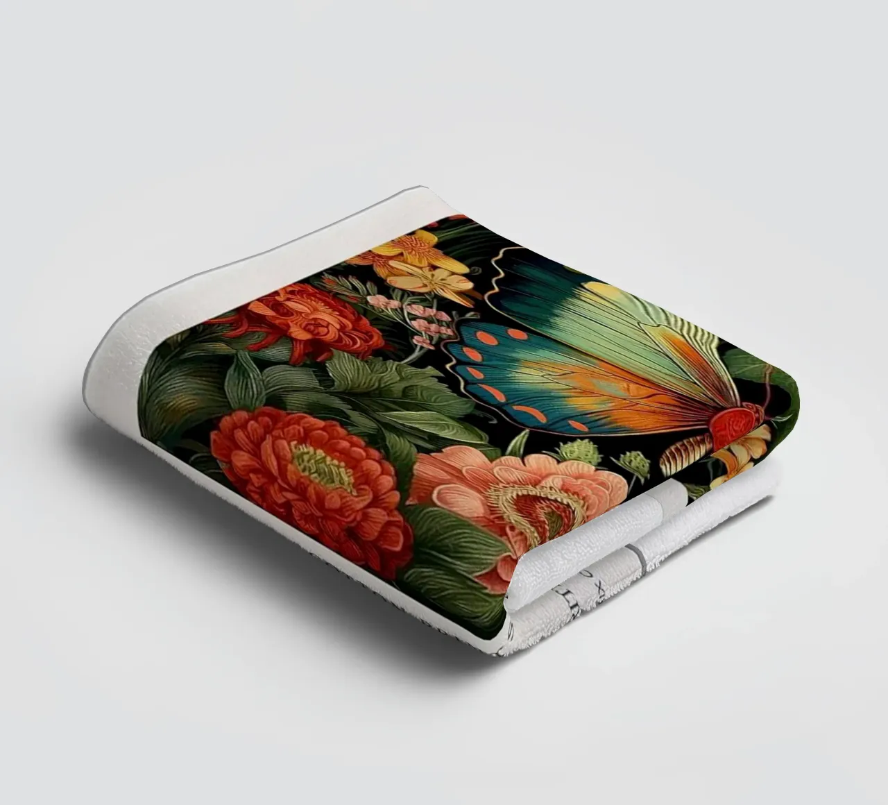 farfalla circondata da fiori asciugamano da bagno da Ropech Shop