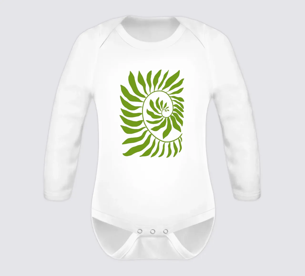 Fibonacci leaf Green body neonato maniche lunghe da TijanaArtStudio88