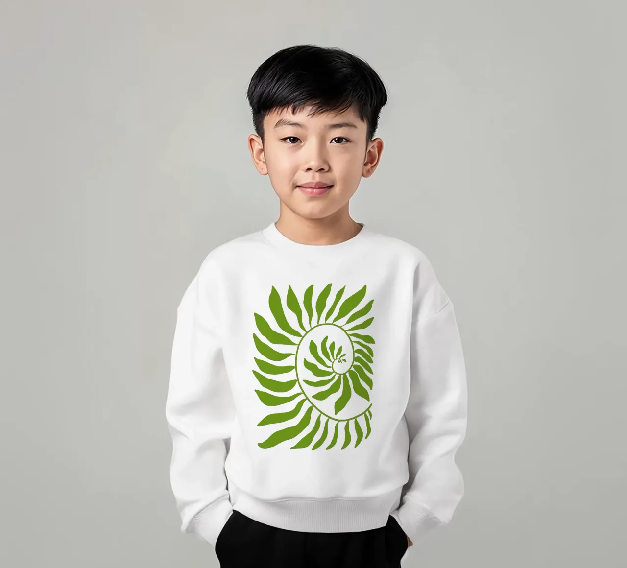 Fibonacci leaf Green felpa bambino da TijanaArtStudio88