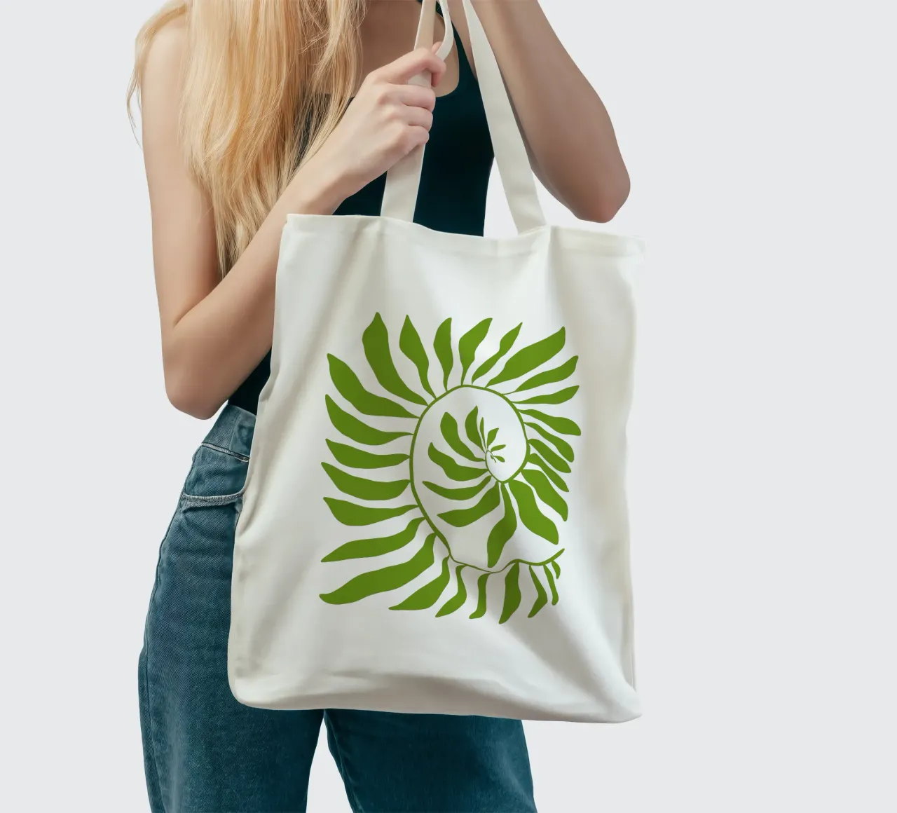 Fibonacci leaf Green borsa in juta da TijanaArtStudio88