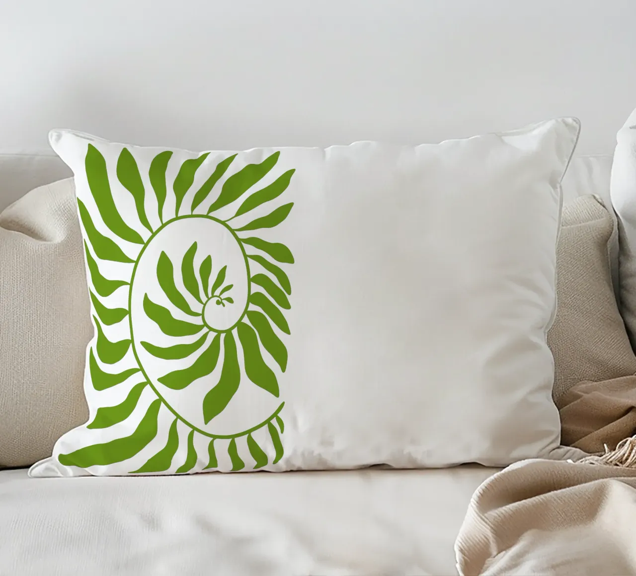 Fibonacci leaf Green cuscino da TijanaArtStudio88