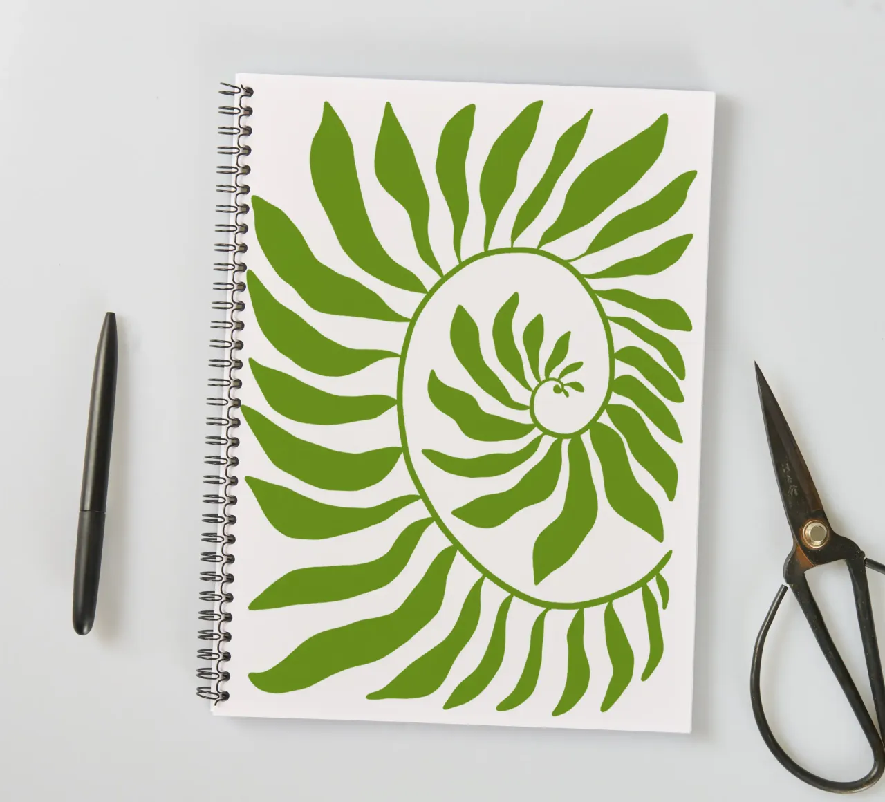 Fibonacci leaf Green spiral notebook by TijanaArtStudio88