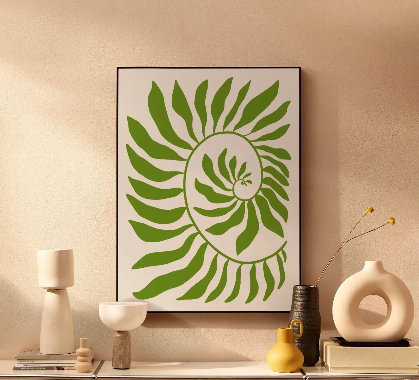 Fibonacci leaf Green Acryl-Glas von TijanaArtStudio88