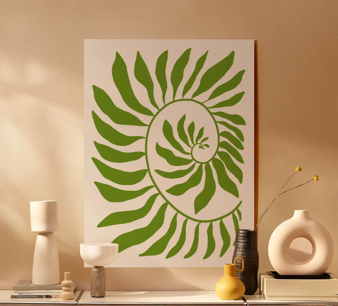 Fibonacci leaf Green Acryl-Glas von TijanaArtStudio88