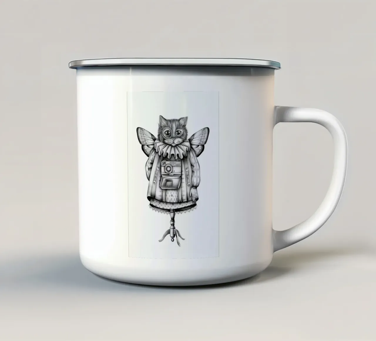 Cat tazza in smalto da Maria Vdovichenko