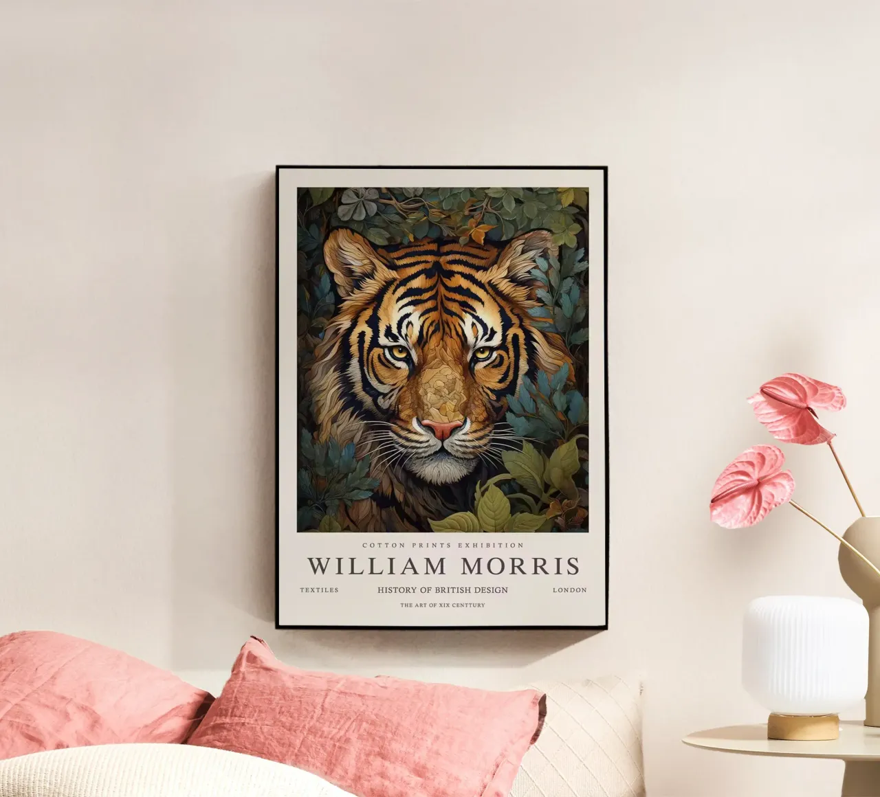 tiger face surrounded by leaves acrylic glass by Ropech Shop