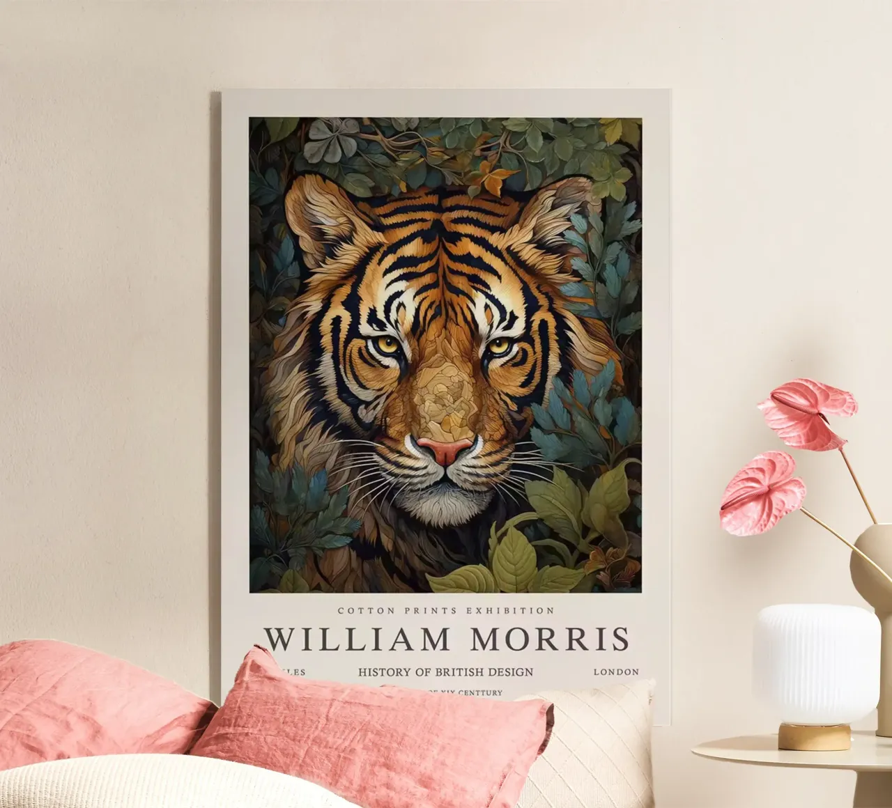 tiger face surrounded by leaves acrylic glass by Ropech Shop