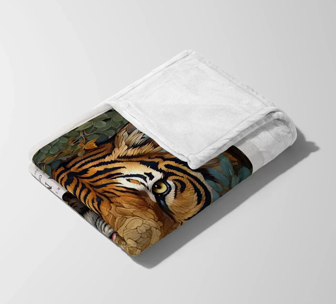 Tigergesicht umgeben von Blättern Fleecedecke von Ropech Shop