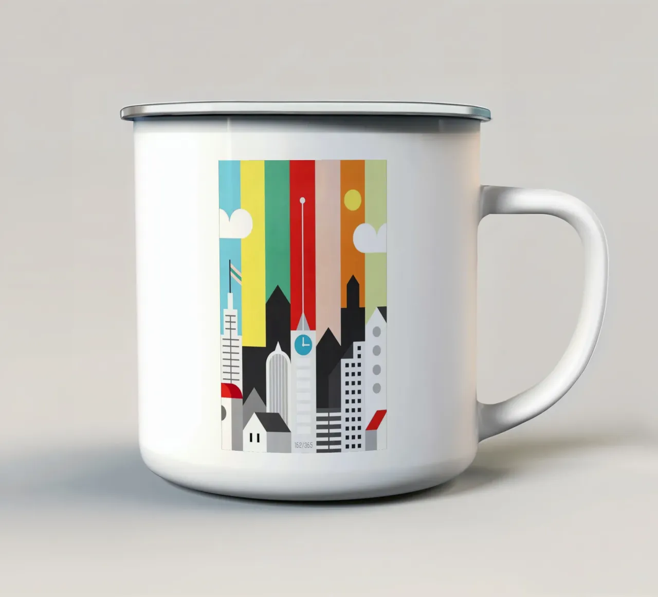 Arte della città tazza in smalto da Verna