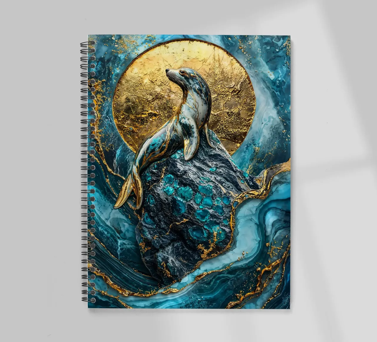 Golden Majesty of the Waves spiral notebook by Pixaverse